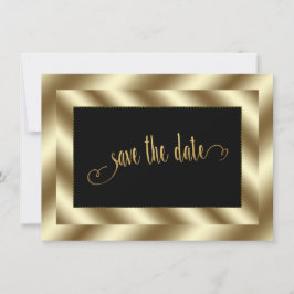Convites Glam Gold Foil e Black Weding Save The Date (Salva