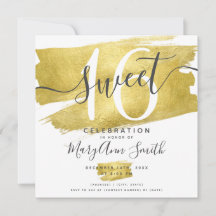 Glam Gold Foil Paint Sweet 16º Aniversário