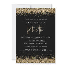 Glam Gold Glitter Quadragésimo Aniversário Preto