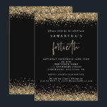 Convites Glam Gold Glitter Quadragésimo Aniversário Preto<br><div class="desc">Glam Gold Glitter Quadragésimo Aniversário Preto,  Elegantes bordas de confete de brilho dourado falso estão no topo e na parte inferior e também na parte de trás. Quadragésimo é definido em um estilo de letra manuscrita moderna. Personalize facilmente o restante do texto para o seu.</div>