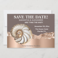 Glam Gold marfim Concha Shell Beach Save The Date