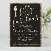 Glam Gold Preto 50 & Fabuloso Aniversário de 50 an