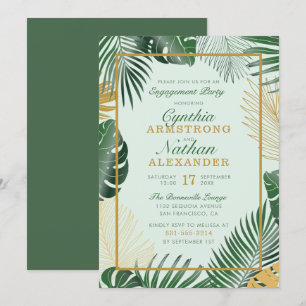 Convites Glam Green Tropical deixa Festa de noivado de tend