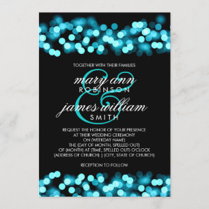 Convites Glam Hollywood Turquoise de Casamento Elegante