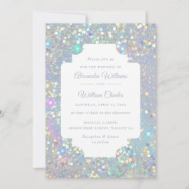 Convites Glam Holographic Glitter Modern Weding