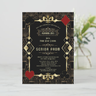 Convites Glam Ouro Preto Casino Gatsby 20s Baile de Formatu