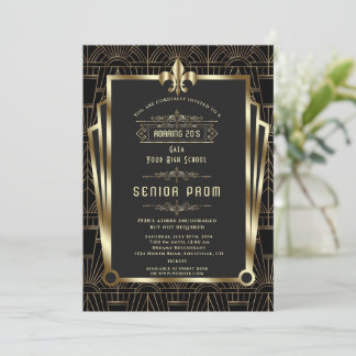 Convites Glam Ouro Preto Gatsby Rugindo Anos 20 Baile de Fi