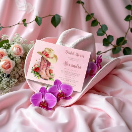 Convites Glam Pink Cowgirl Boots Bridal Shower