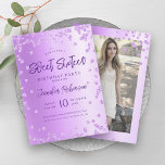 Convites Glam Purple Chic Glitter Foto Sweet 16<br><div class="desc">Doce Elegante Dezesseis Convite de aniversário Turquoise Glitter Confetti,  Foto personalizada e script de tipografia moderna.</div>