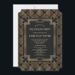 Convites Glam Roaring 20's Excelente Gatsby Bachelor Party<br><div class="desc">Chá de panela Gatsby Art Deco, Excelente de Glam Roaring 20's Gatsby Art Charming, design de cartão Vintage com um Excelente estilo deco Gatsby, uma velha Hollywood de 1920, com uma camada de folhas falsas e fontes lindas. Use a ferramenta Personalizar para adicionar suas informações. Para mais, visite, por favor,...</div>