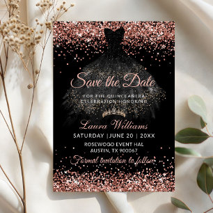 Convites Glam Rosa Dourado Princesa Quinceañera Salve a Dat