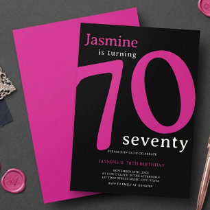 Convites Glam Rosa Quente Preto Fazendo 70 Aniversário de 7