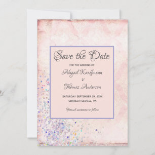 Convites Glam Shabby Chic Rosa Branco Roxo Brilhos