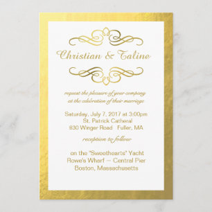 Convites Glam Swirly Flourish Gold Foil Outline