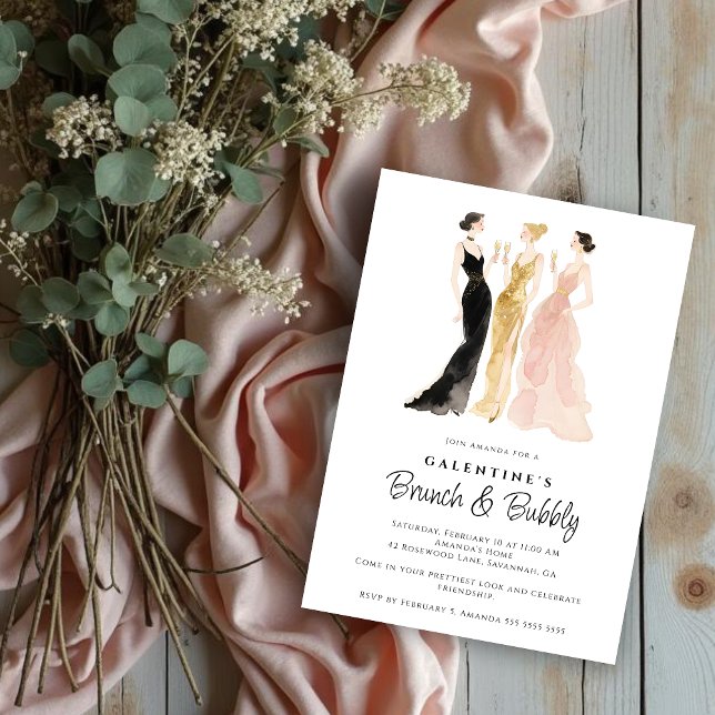 Convites Glam Three Elegant Women Galentine's Day Party (Glam Three Elegant Women Galentine's Day Party Invitation Cards for Best Friends.)