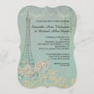 Convites Glam Vintage Paris Na moda parisiense Casamento