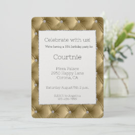 Convites Glam Warm Dourado Faux Velvet Aniversário