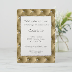 Convites Glam Warm Dourado Faux Velvet Aniversário