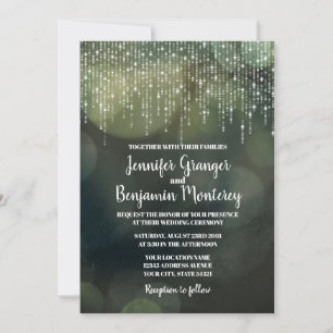 Convites Glam White Fairy Lights green BOKEH Wedding