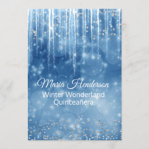 Convites Glam Winter Themed Quinceanera Aniversário
