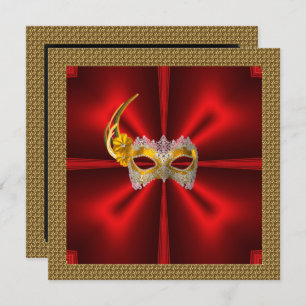 Convites Glamor Ball Invitation Elegante Red Black Dourado