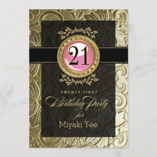 Convites Glamor Elegante - aniversário de 21 anos