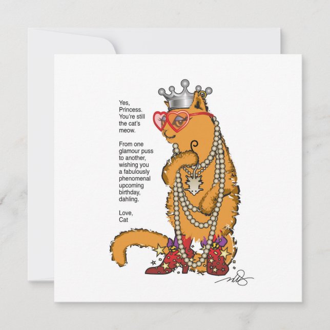 Convites Glamor Puss Bestie Aniversário (Frente)