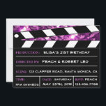 Convites Glamor Roxo, Conselho De Aniversário<br><div class="desc">Única, glamour, divertida com um olhar retrô. Um convite de festa de aniversário para garotas de todas as idades, especialmente, talvez, para amantes de filmes! Todo o texto padrão (informações de exemplo) pode ser totalmente personalizado com suas próprias palavras, e você também pode alterar as fontes, os tamanhos e as...</div>