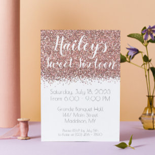 Convites Glamorosa, Rosa, Brilhante, doce, 16 celebrações