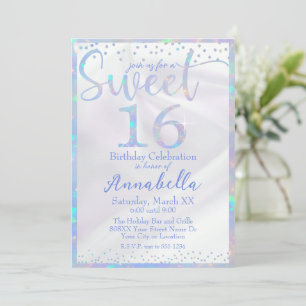 Convites Glamoroso Aniversário de 16 anos Opala Iridescente