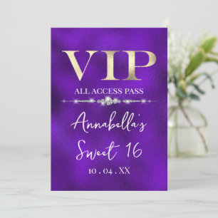Convites Glamoroso Ouro VIP em Roxo