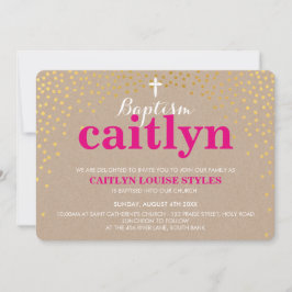 Convites GLAMOROUS BAPTISM Rúscula confetti de ouro roxo