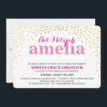 Convites GLAMOROUS BAT MITZVAH, cor-de-rosa<br><div class="desc">NOTA - o efeito brilhante do ouro é uma imagem impressaUm confete fofo, design de bolinhas com folha de ouro, procure os CONVITES MITZVAH de seu filho. Uau, seus amigos e família com este pequeno número;D Configuração como modelo é simples você adicionar seus próprios detalhes, adicionar sua foto ou clicar...</div>