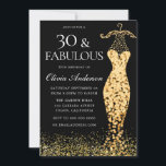 Convites Glamorous Dourado Vestido Fabuloso aniversário de<br><div class="desc">Vestido Dourado glamouroso Fabuloso aniversário de 30 anos de Variações de Convite para o convite e itens correspondentes na nossa loja Também disponível como convite digital</div>