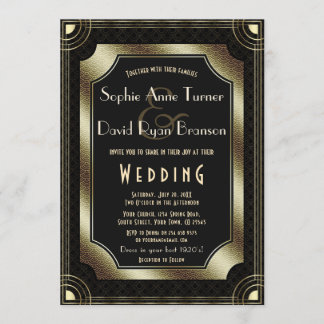 Convites Glamorous Excelente Gatsby Dourado Black Art Deco