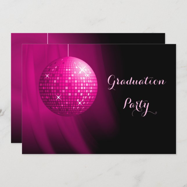 Convites Glamorous Graduation Pink Party (Frente/Verso)