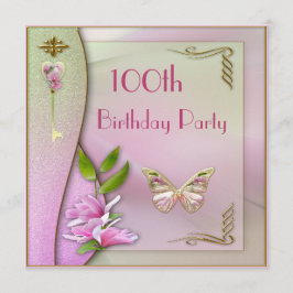 Convites Glamorous Key, Magnolia & Butterfly 100º aniversár