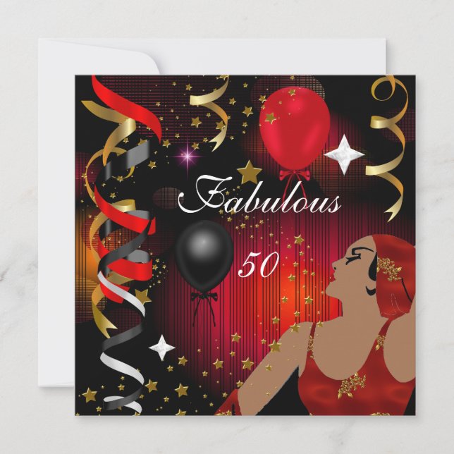 Convites Glamorous Lady Fabulous 50 Cinquenta Festas de ani (Frente)