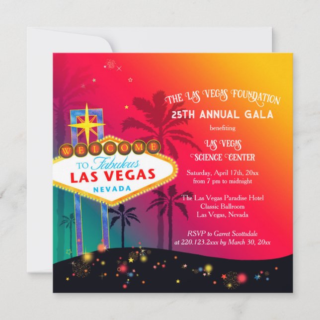Convites Glamorous Las Vegas Charity Gala anual (Frente)