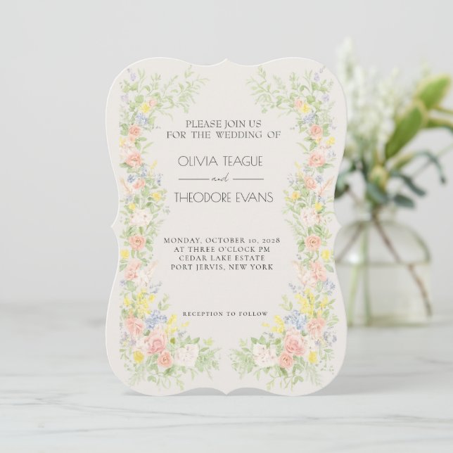 Convites Glamorous Regency Garden Wedding Invitations  (Em pé/Frente)