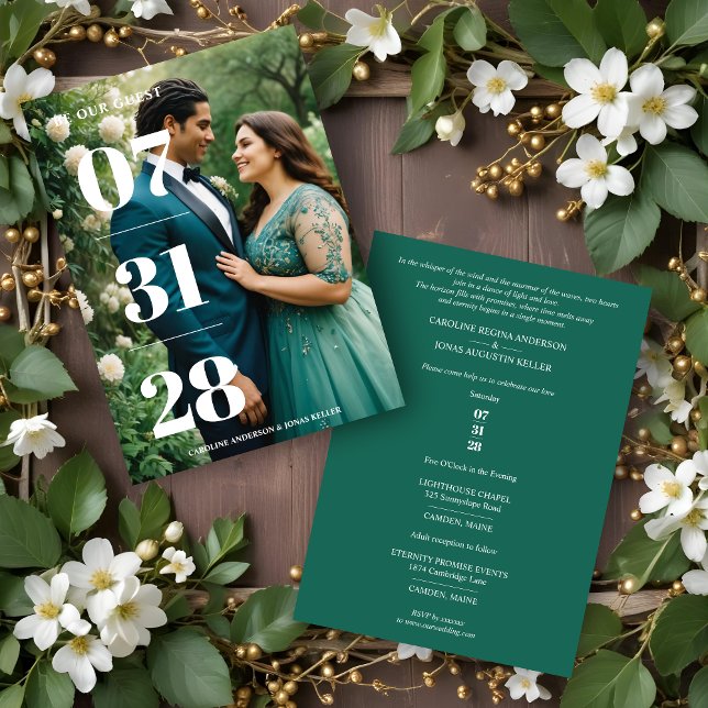 Convites Glamorous Simple Enchanting & Delicate Minimalist  (Glamorous Simple Enchanting & Delicate Minimalist Photo Wedding Invitations Cards.)