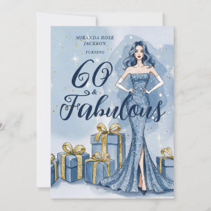 Convites Glamour de Hollywood Antigo Aniversário Azul com B