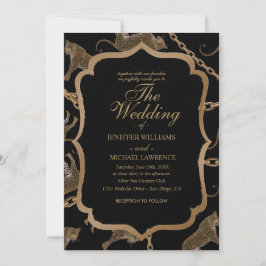 Convites glamour do ouro lepard cheetah