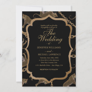 Convites glamour do ouro lepard cheetah