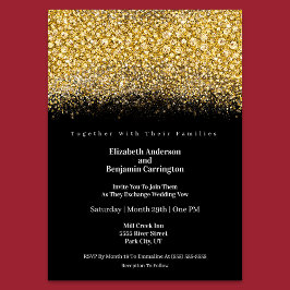 Convites Glamour Dourado Joias Brilho Casamento