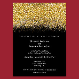 Convites Glamour Dourado Joias Brilho Casamento