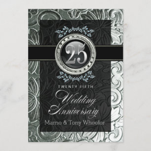 Convites Glamour Elegante Floral Talhada 25º Aniversário
