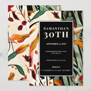 Convites Glamour Tropical Aniversário de 30 anos Cor Modern