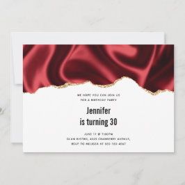 Convites Glamour Vermelho Escuro Ondulado Design Abstrato d