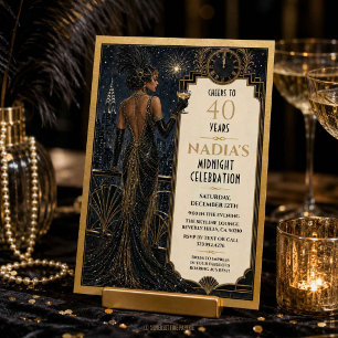 Convites Glamour Vintage Aniversário Art Déco dos Anos 20